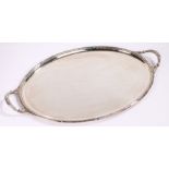 Silver plated tray, of oval form, 55cm wide