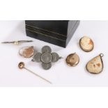 Jewellery, to include a stick pin, cameo, coin brooch, brooch, etc, (qty)