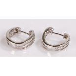 Diamond earrings, set to silver loops