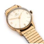 Tissot 9 carat gold gentleman's wristwatch, the signed white dial with Arabic and baton numerals,