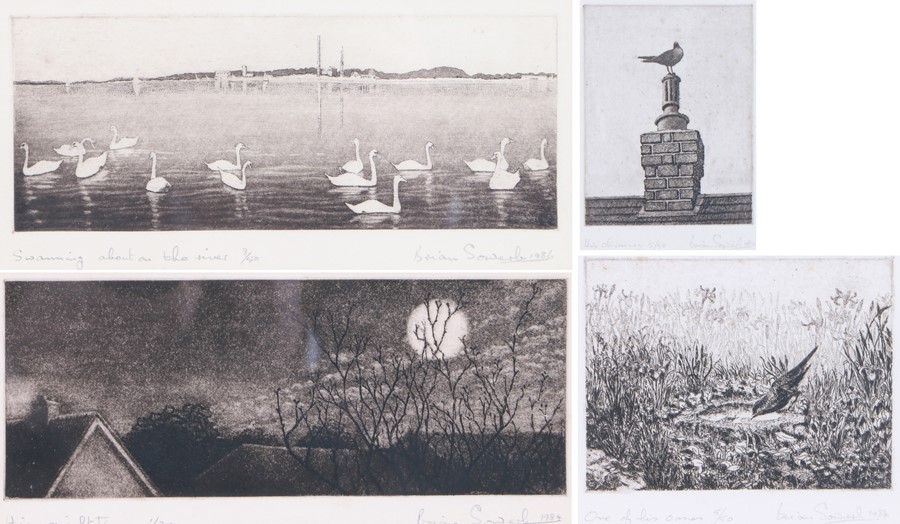 Brian Holgate Sowerby (20th Century British) four prints, "His night time" 1/30, "His chimney" 5/50,