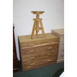 Adjustable stand/stool, together with a chest of drawers, (2)