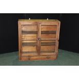 Pine display cabinet, with glazed doors and frieze drawer, 88cm wide