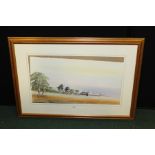 Richard J. Cox, Snape Maltings, watercolour, housed in a gilt frame, the watercolour 59cm x 34cm