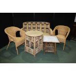 Conservatory furniture, to include a bench, two chairs and two tables, (5)