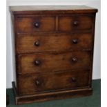 Victorian mahogany chest of drawers, with two short and three long drawers, 95cm wide