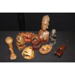 Wooden carvings, depicting figures, naturalistic shapes etc. (qty)