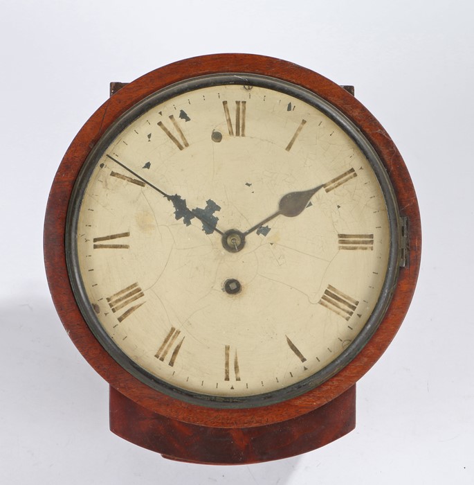 Victorian mahogany wall clock, of small proportions, the white painted dial with black Roman