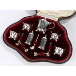 Victorian silver condiment set, London 1899, maker Henry Wilkinson & Co, consisting of four salts