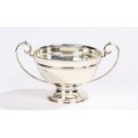 George V silver bowl, Birmingham 1918, maker Gorham Manufacturing Co, with twin scrolled handles,