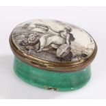 Admiral Horatio Nelson interest, a late 18th Century Bilston enamel patch box, the lid with seated