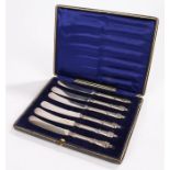 Set of six George V silver Apostle handled tea knives, Sheffield 1912, maker Henry Greaves, housed