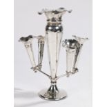 Edward VII silver epergne, Birmingham 1907, maker Harrison & Hipwood, with four detachable trumpet