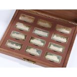 Birmingham Mint Royal Palaces, a collection of twelve solid sterling silver ingots, housed in a