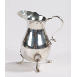 Victorian silver cream jug, Birmingham 1897, makers marks rubbed, with double scroll handle and wavy