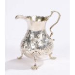 George II silver cream jug, London 1757, maker possibly David Mowden, with acanthus leaf capped