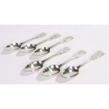 Set of six Victorian silver teaspoons, London 1869, maker Henry Holland, the handles initialled C,