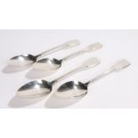 Set of four William IV silver tablespoons, London 1835, maker Jonathan Hayne, the fiddle pattern