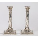 Pair of Victorian silver candlesticks, London 1895, maker Thomas Bradbury & Sons, with gadrooned