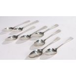 Set of four George III silver dessert spoons, London 1814, maker Samuel Godbehere, Edward Wigan &