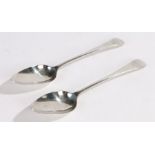 Pair of George III silver table spoons, Newcastle 1802, maker John Langlands II, the handles