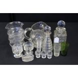 Collection of glassware, to include three 19th Century rinsers, a jug, a decanter and other