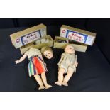 Two boxed Pelham puppets, two dolls (4)