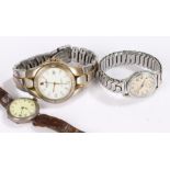 Three wristwatches, to include a silver example, a Seiko and a Movado, (3)