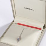 9 carat white gold pendant necklace, with a light blue central stone