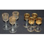 Three 19th Century liqueur glasses, decorated with swags, together with four further glasses, (7)