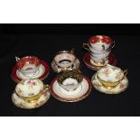 Paragon Fine Bone Cabinet cups and a saucers, various design with floral sprays