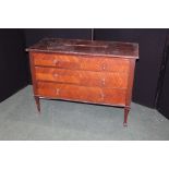 Mahogany veneered chest of two short and two long drawers, converted from a dressing table, raised