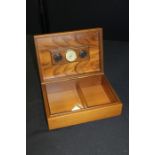 Humidor, in burr wood veneer, 30cm wide