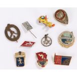 Collection of badges, to include a enamel examples, a Masonic example, Russian, etc. (qty)