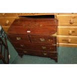 Oriental mahogany and brass inlaid cabinet, with two short and two long drawers above cabriole feet,