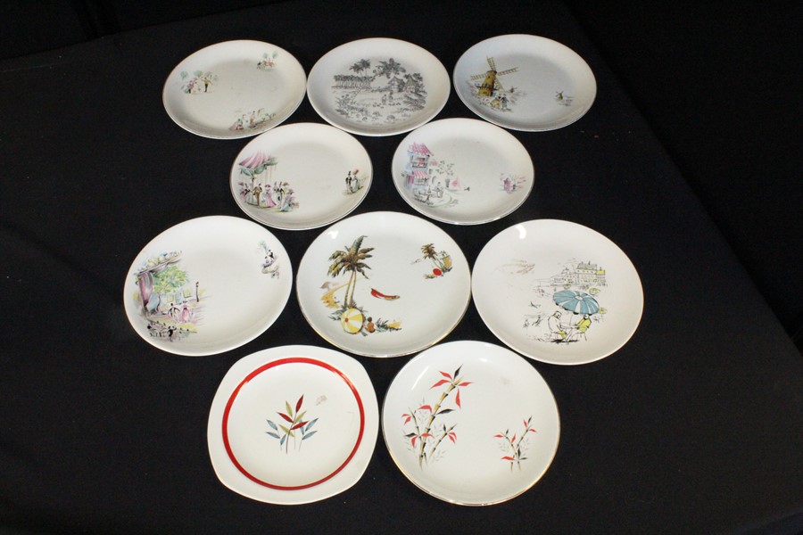 Five Alfred Meakin plates, "The Gay Ninety's", "My Fair Lady", "Montmartre", "Little Dutch Mill" and