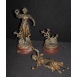 Pair of spelter figures, depicting dancing ladies, 41cm high