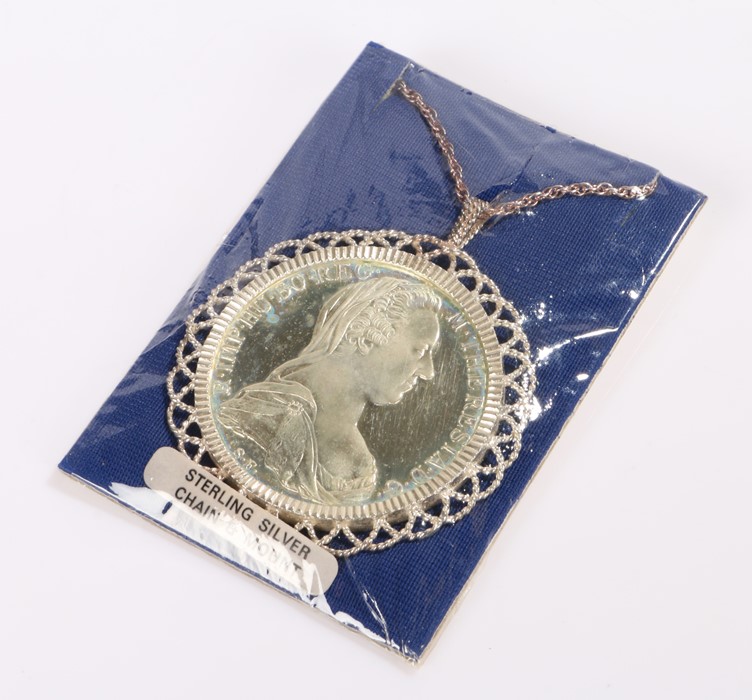 Marie Theresa coin medallion, with a chain