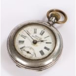 Nalir ladies continental silver open face pocket watch, the signed white dial with Roman numerals