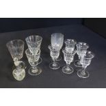 Collection of wine glasses, 19th Century and later, together with a bottle and stopper