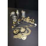 Works of art, to include pewter, a cocktail shaker, horse brasses, ladles, sconces, etc, (qty)
