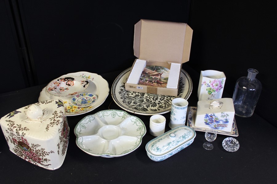 Mixed ceramics, Servers, butter dish, cheese cover, etc, makers including, Alcock, Masons, Royal