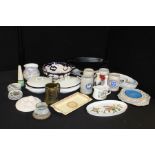 Quantity of mixed ceramics, dishes, plates, stoneware tankards, etc, (Qty)