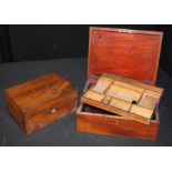 Two Edwardian mahogany jewellery boxes, one with fitted interior tray, the largest 30.5cm wide (2)