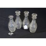 Set of four decanters, cur glass with stoppers to the tops, 20cm high, (4)