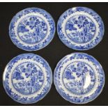 Four 19th Century Spode blue and white plates, reetailed by T Goode & Co. transfer decorated with
