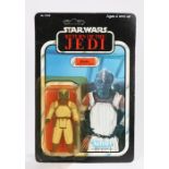 Kenner Klaatu in Skiff Guard outfit, Star Wars, Return of the Jedi, upon a 79 unpunched card back