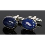 Pair of lapis lazuli cufflinks, with bar ends