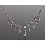 Moonstone necklace, with a row of moonstones to the chain, 40cm long