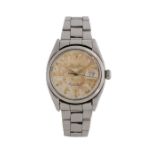 Rolex Oyster perpetual date gentleman's wristwatch, the signed white dial with gilt batons, Rolex